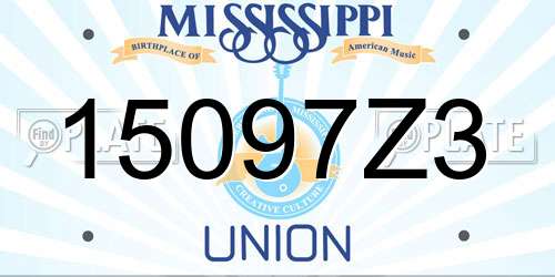 15097Z3 Mississippi License Plate