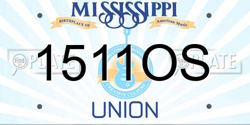 1511OS Mississippi License Plate
