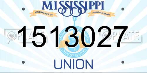 1513027 Mississippi License Plate