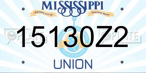 15130Z2 Mississippi License Plate
