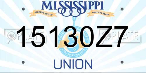 15130Z7 Mississippi License Plate
