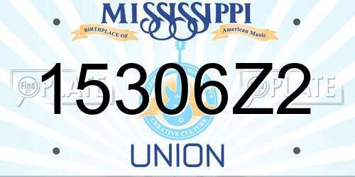 15306Z2 Mississippi License Plate