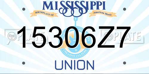 15306Z7 Mississippi License Plate