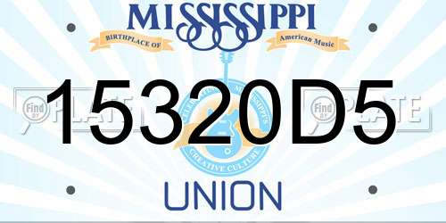 15320D5 Mississippi License Plate