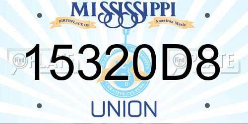15320D8 Mississippi License Plate