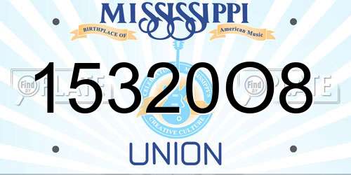 15320O8 Mississippi License Plate