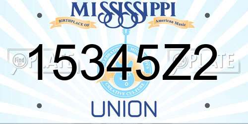 15345Z2 Mississippi License Plate