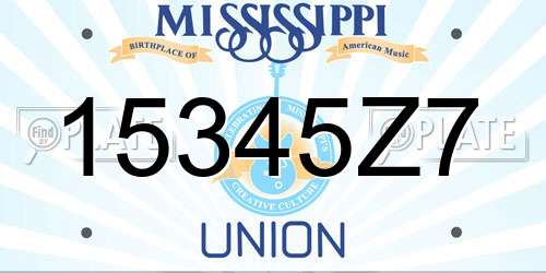 15345Z7 Mississippi License Plate