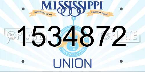 1534872 Mississippi License Plate