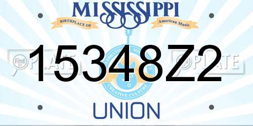 15348Z2 Mississippi License Plate