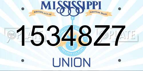 15348Z7 Mississippi License Plate