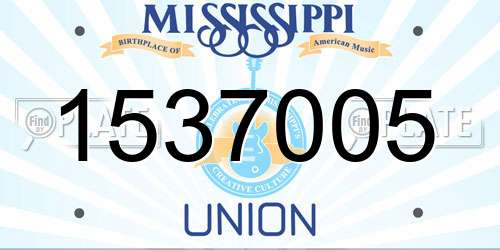 1537005 Mississippi License Plate