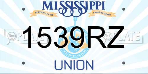 1539RZ Mississippi License Plate