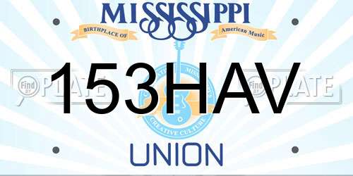 153HAV Mississippi License Plate