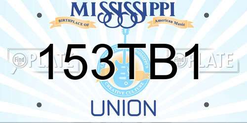 153TB1 Mississippi License Plate