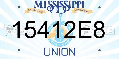 15412E8 Mississippi License Plate
