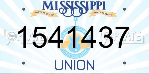 1541437 Mississippi License Plate
