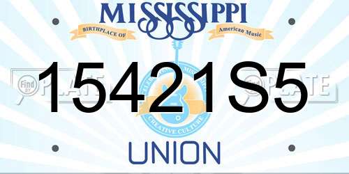 15421S5 Mississippi License Plate