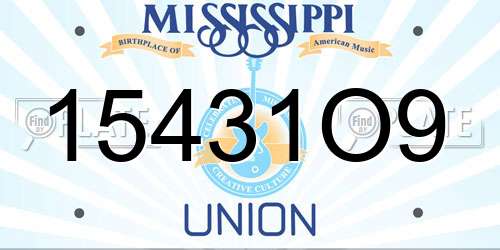 15431O9 Mississippi License Plate