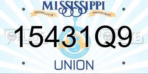 15431Q9 Mississippi License Plate