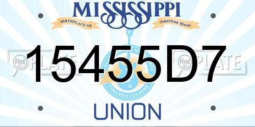 15455D7 Mississippi License Plate