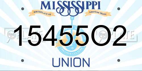 15455O2 Mississippi License Plate