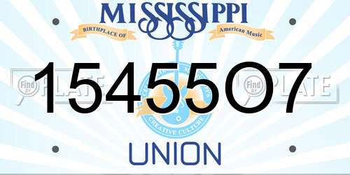 15455O7 Mississippi License Plate