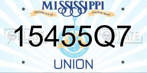 15455Q7 Mississippi License Plate