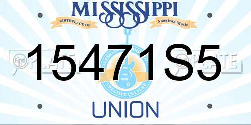 15471S5 Mississippi License Plate