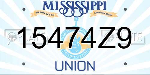 15474Z9 Mississippi License Plate