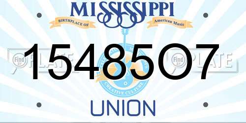 15485O7 Mississippi License Plate