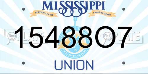 15488O7 Mississippi License Plate