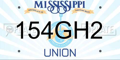 154GH2 Mississippi License Plate