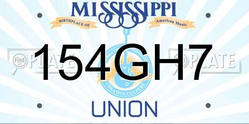 154GH7 Mississippi License Plate