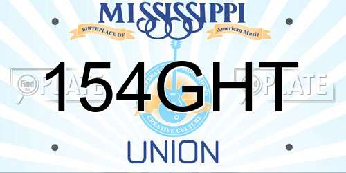 154GHT Mississippi License Plate