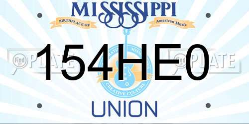 154HE0 Mississippi License Plate