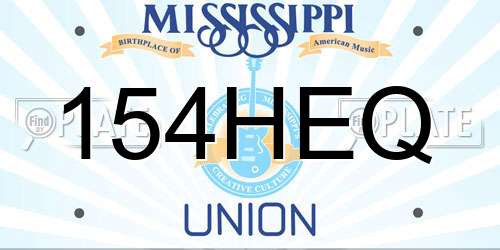 154HEQ Mississippi License Plate