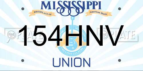 154HNV Mississippi License Plate