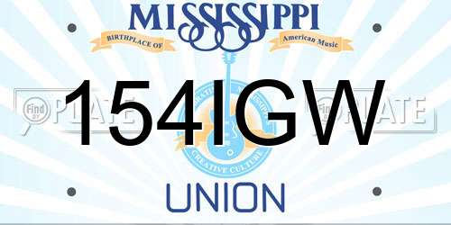 154IGW Mississippi License Plate