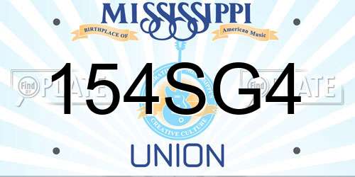 154SG4 Mississippi License Plate