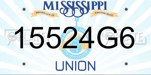 15524G6 Mississippi License Plate