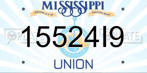 15524I9 Mississippi License Plate