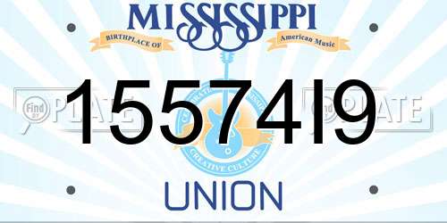 15574I9 Mississippi License Plate