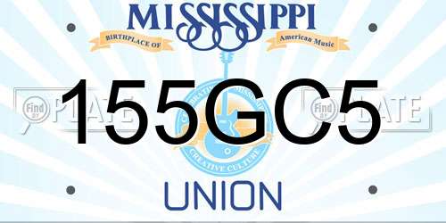 155GC5 Mississippi License Plate