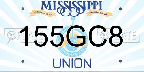 155GC8 Mississippi License Plate