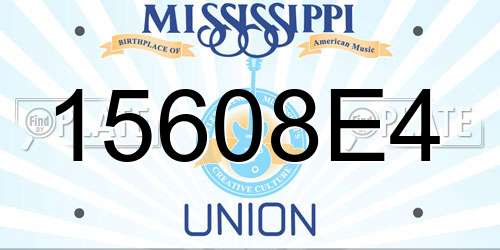 15608E4 Mississippi License Plate