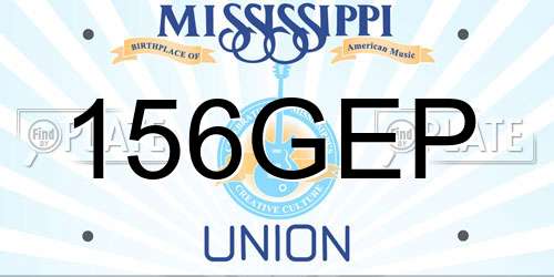 156GEP Mississippi License Plate