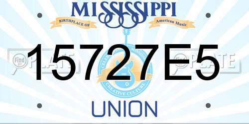 15727E5 Mississippi License Plate