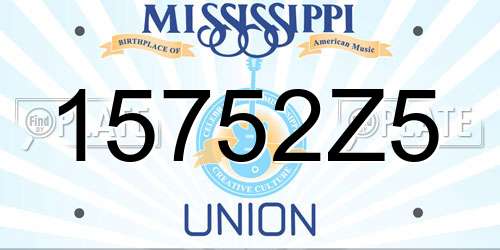 15752Z5 Mississippi License Plate