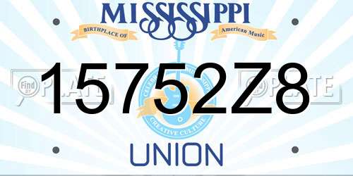 15752Z8 Mississippi License Plate